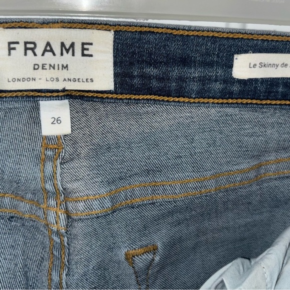 FRAME Le Skinny de Jeanne Jeans Women’s 26 Raw Hem Stretch Dark Wash - Picture 9 of 12